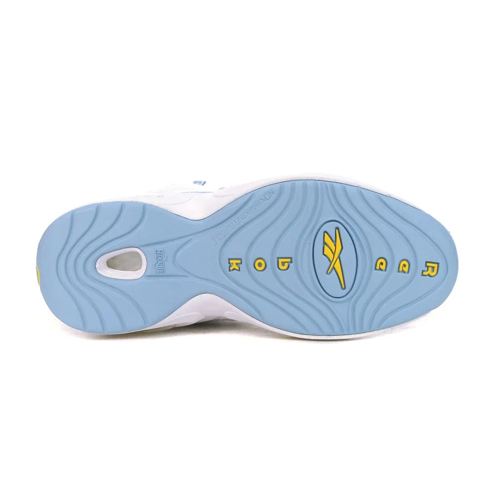 Reebok Juniors Question Mid White/Fluid Blue/Toxic Yellow Basketball Shoes - Picture 4 of 4